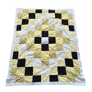 Handmade Bee Baby Quilt Blanket Yellow Black 46x56